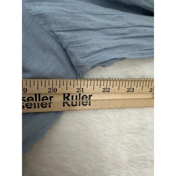 Free People Blue Tie Flowy Top M Beachy Coastal Fairy Festival - Picture 6 of 10